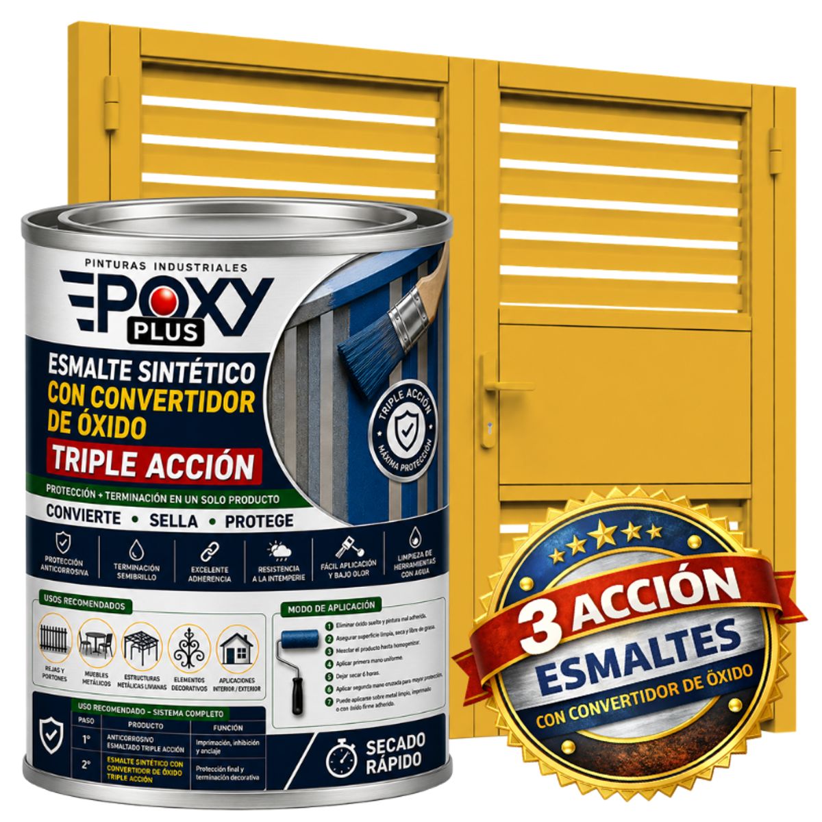 EPOXY - ESMALTE SINTETICO - CONVERTIDOR OXIDO - 1-32 GALÓN -  AMARILLO RETAMA