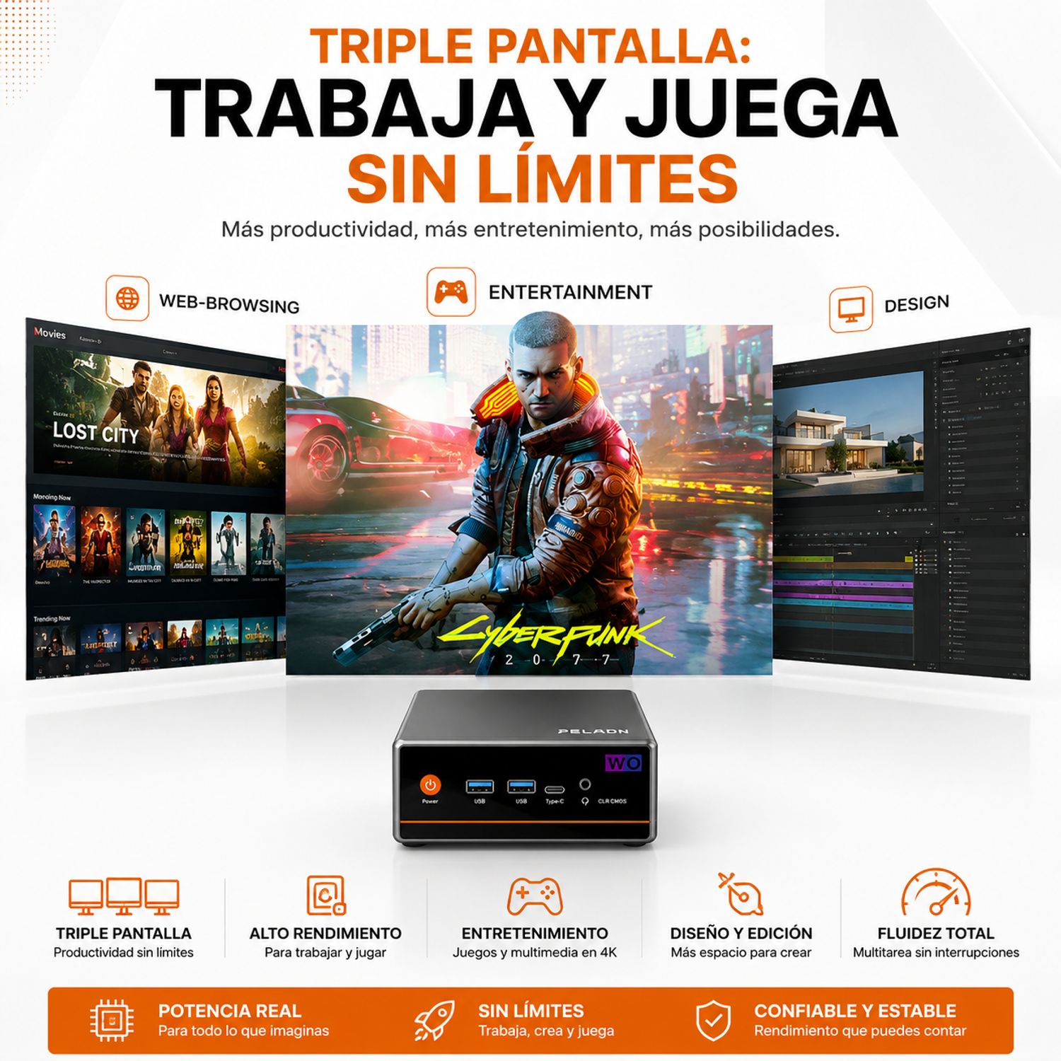 GENERICO Mini PC Ryzen 5 5600H 16GB RAM 512GB SSD Wifi Bluetooth