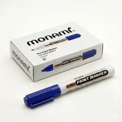 MONAMI - MARCADOR ÓLEO AZUL MARCA METAL CAJA 12UN