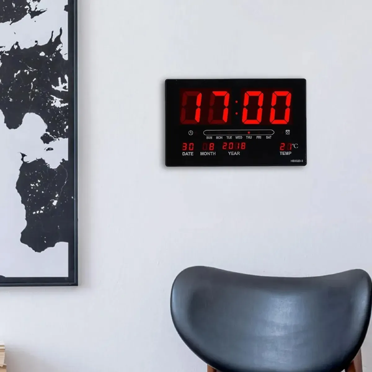IRM - Reloj De Pared Digital Led Grande Temperatura Calendario Alarma Moderno Mesa Living Oficina Pro