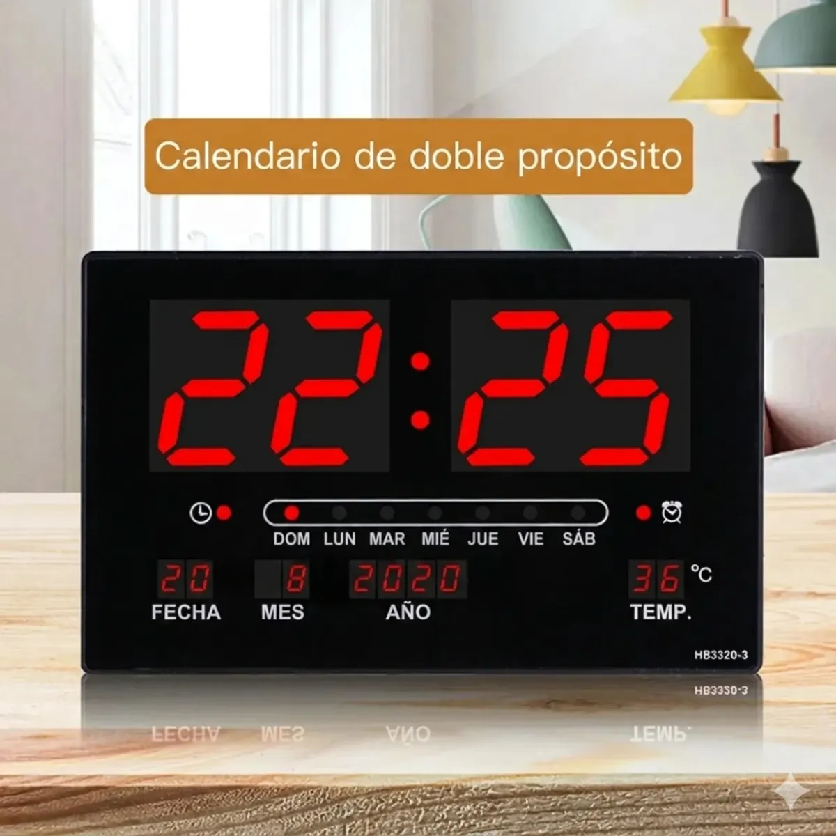 IRM - Reloj De Pared Digital Led Grande Temperatura Calendario Alarma Moderno Mesa Living Oficina Pro