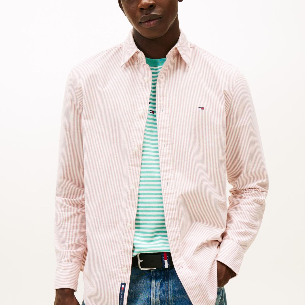 TOMMY HILFIGER - Camisa Diseño De Rayas Slim Fit Rosado Tommy Jeans