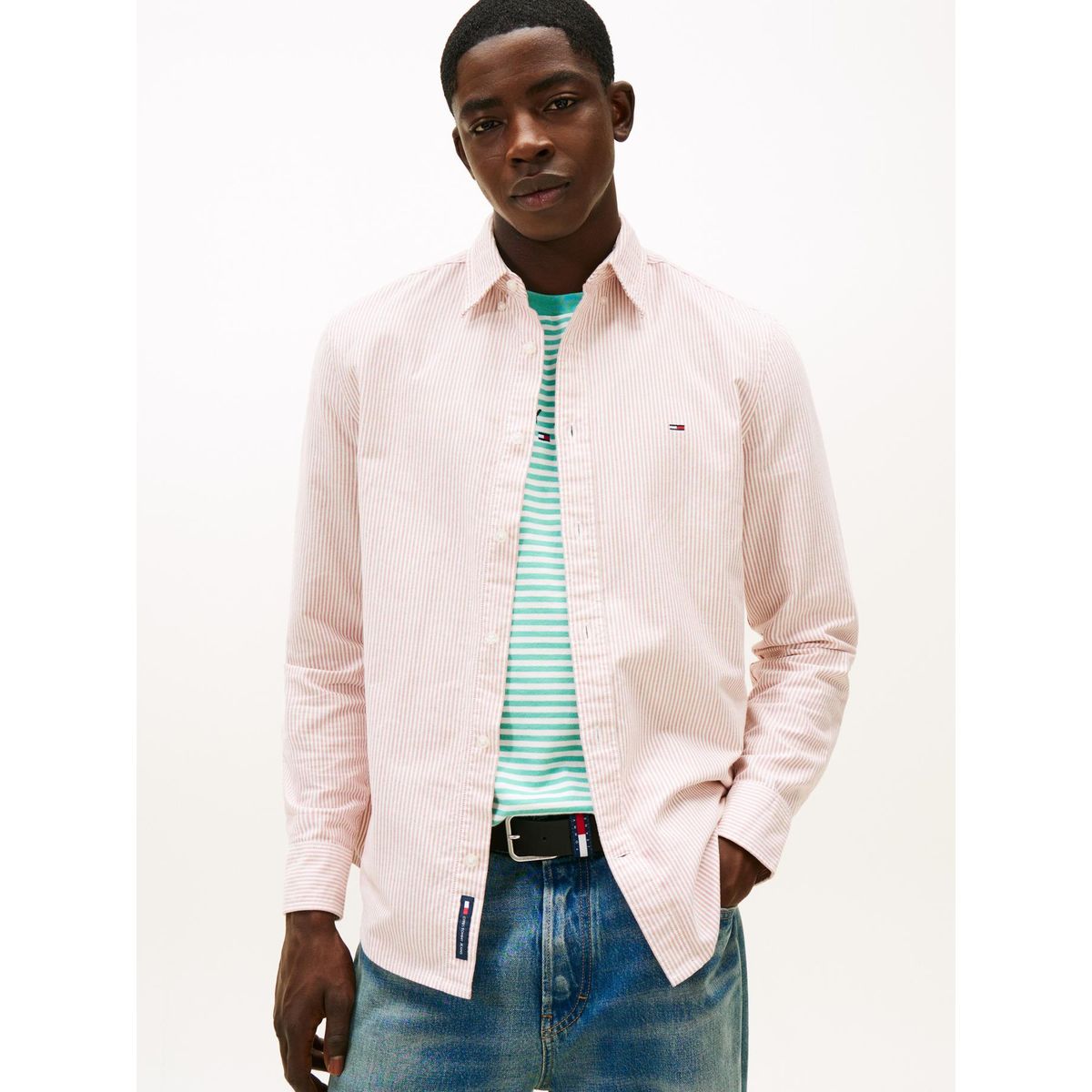 TOMMY HILFIGER - Camisa Diseño De Rayas Slim Fit Rosado Tommy Jeans