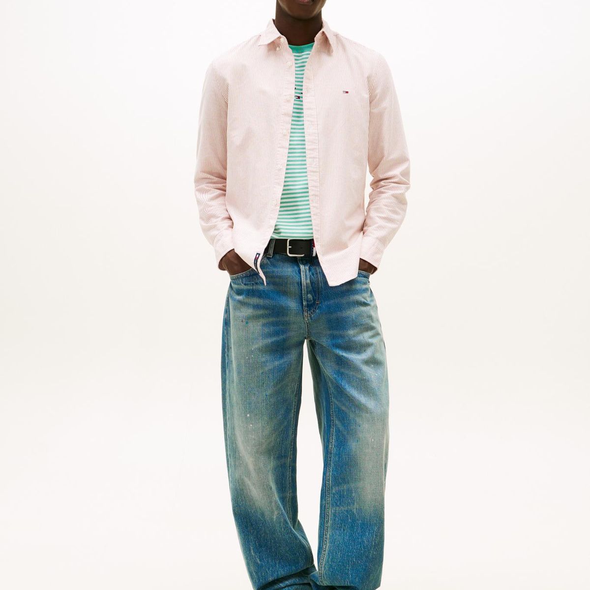 TOMMY HILFIGER - Camisa Diseño De Rayas Slim Fit Rosado Tommy Jeans