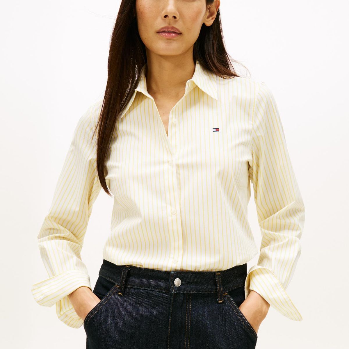 TOMMY HILFIGER - Camisa A Rayas Regular Fit Amarillo Tommy Hilfiger