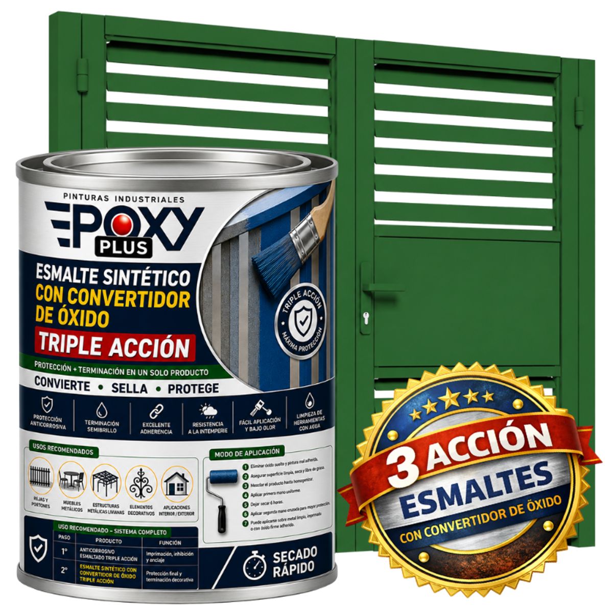 EPOXY - ESMALTE SINTETICO - CONVERTIDOR OXIDO - 1-32 GALÓN -  VERDE HOJA