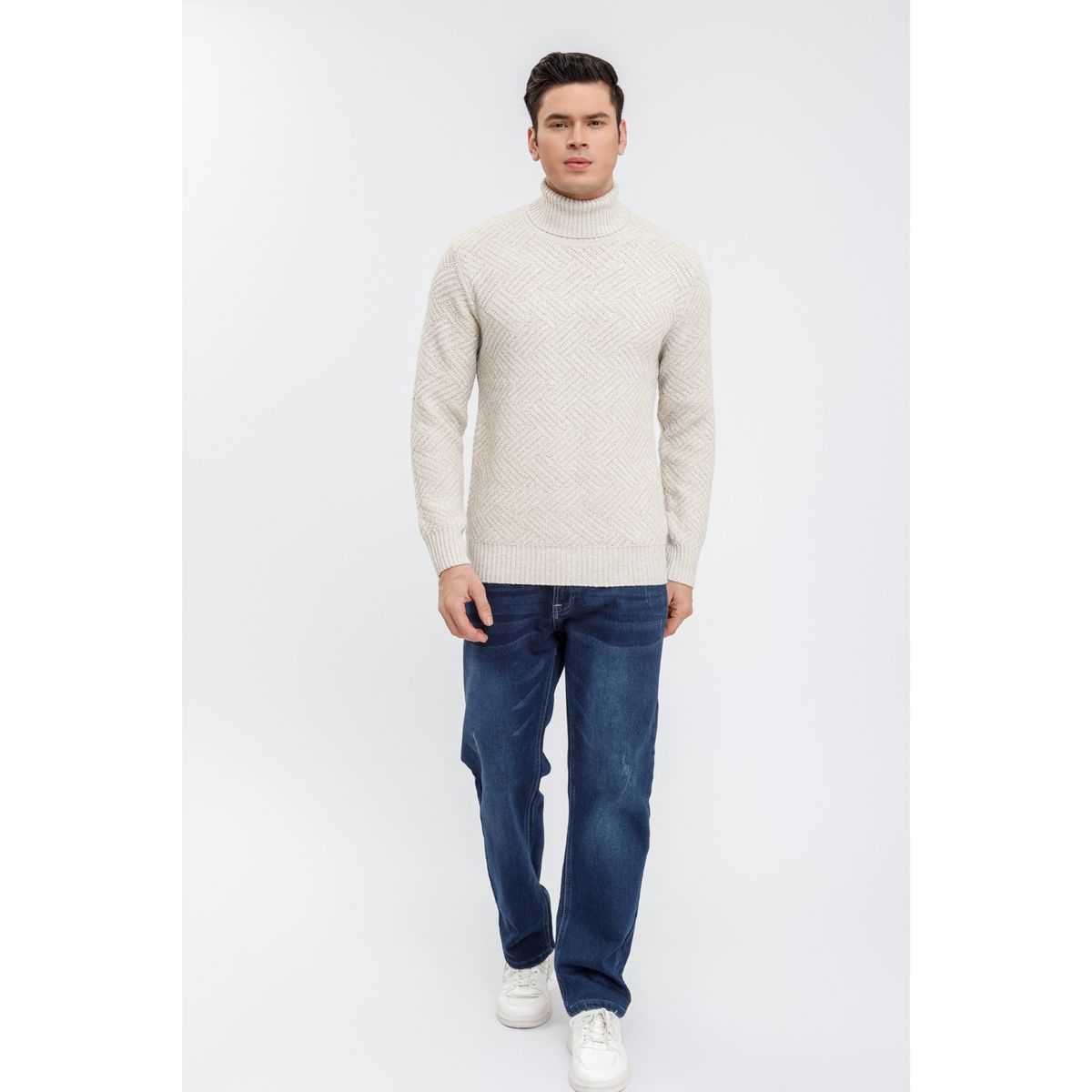 LIKE SHOP - Sweater Tejido Hombre Cuello Subido Beatle Diseños Texturizado  7206