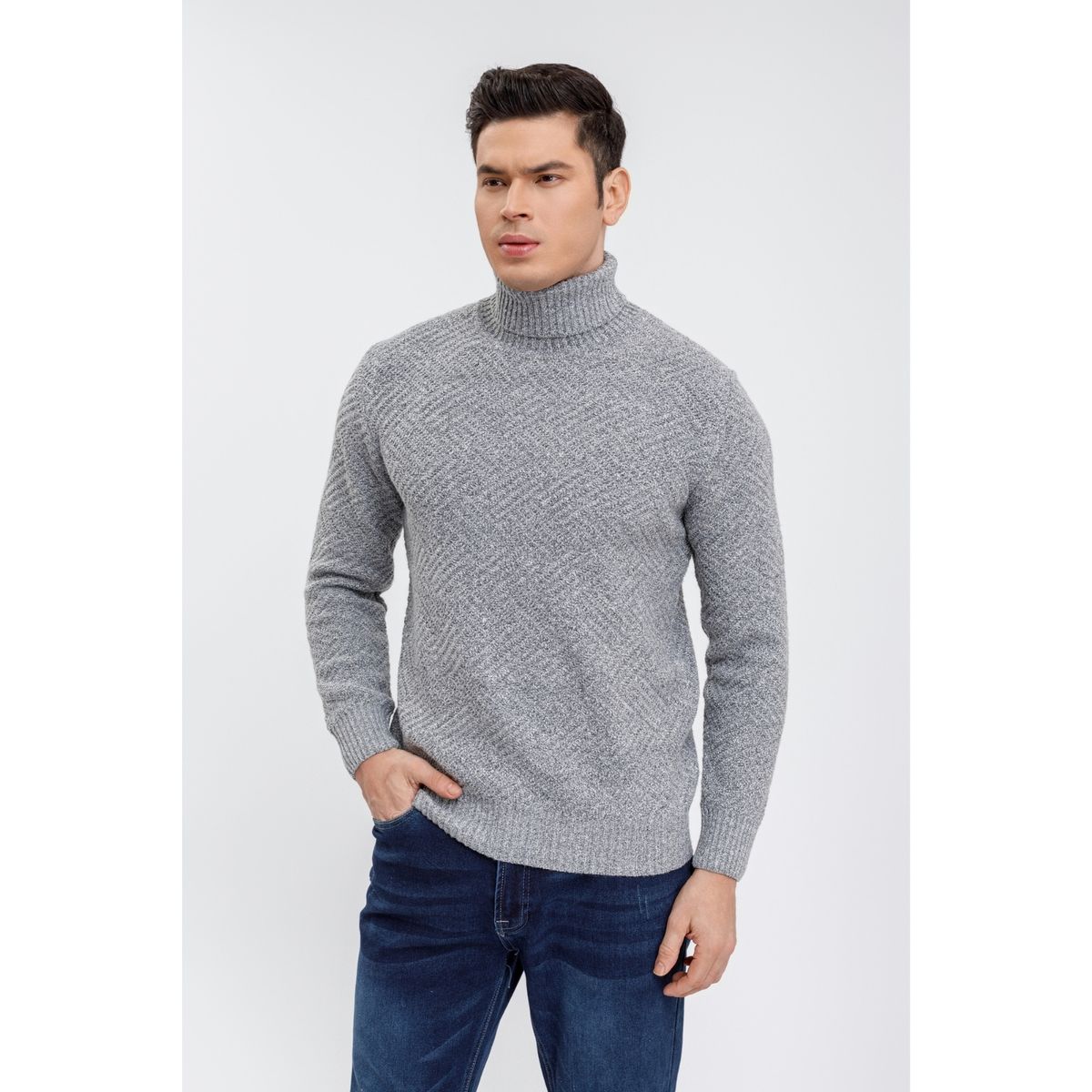 LIKE SHOP - Sweater Tejido Hombre Cuello Subido Beatle Diseños Texturizado  7206