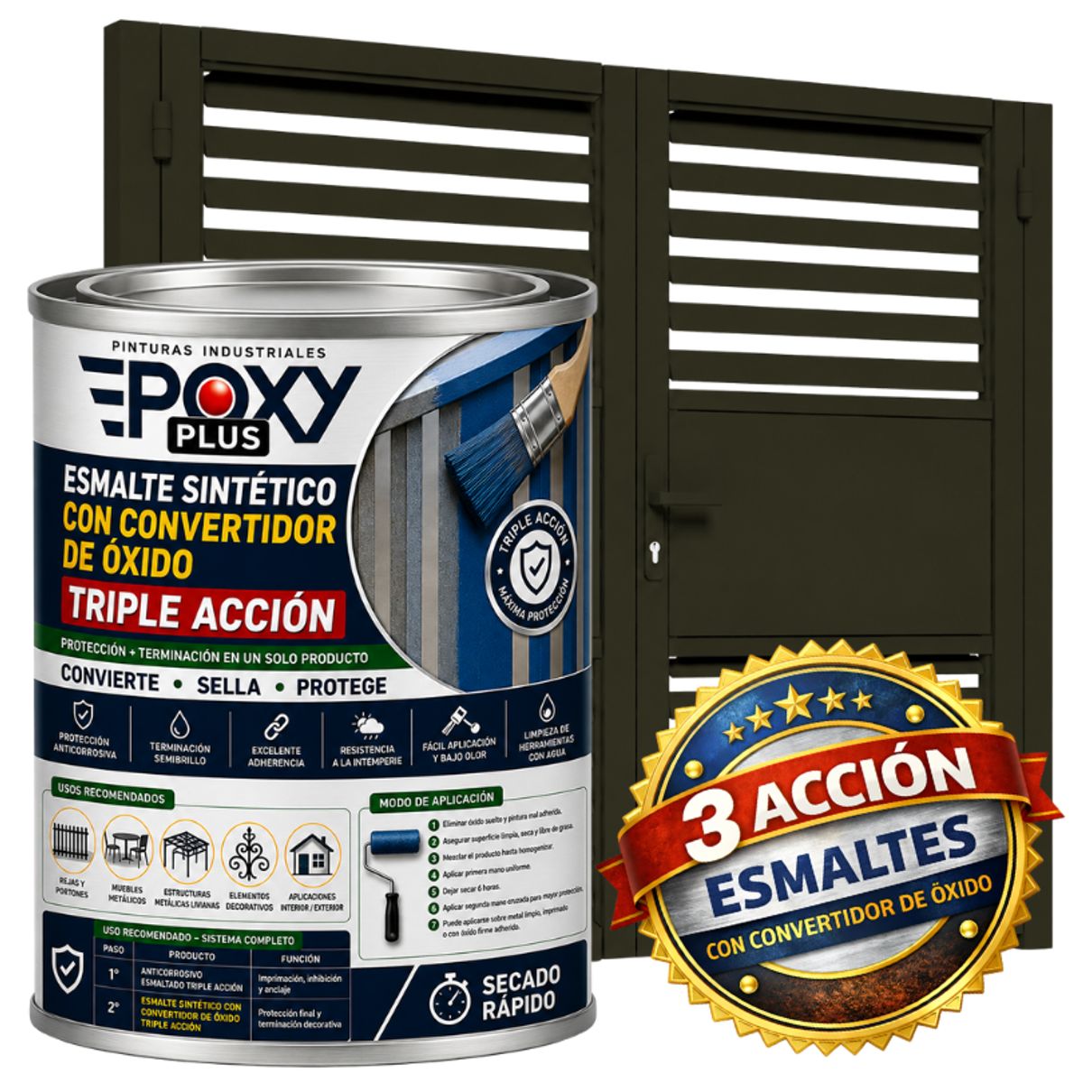 EPOXY - ESMALTE SINTETICO - CONVERTIDOR OXIDO - 1-32 GALÓN -  VERDE MARRÓN