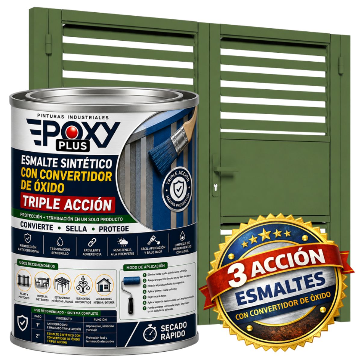 EPOXY - ESMALTE SINTETICO - CONVERTIDOR OXIDO - 1-32 GALÓN -  VERDE RESEDA