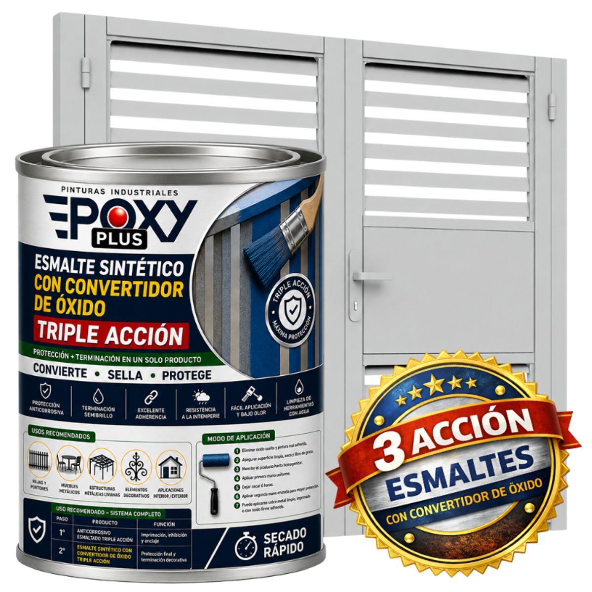 EPOXY - ESMALTE SINTETICO - CONVERTIDOR OXIDO - 1-32 GALÓN -  GRIS CLARO