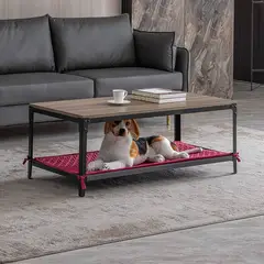 GENERICO - Mesa De Centro Living Madera Metal Con Cama De Mascota Firme