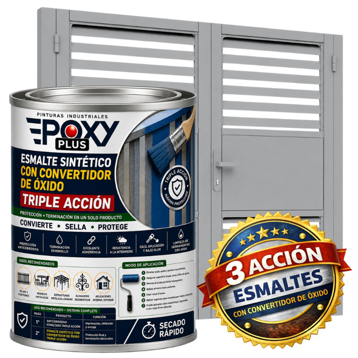 EPOXY - ESMALTE SINTETICO - CONVERTIDOR OXIDO - 1-32 GALÓN -  GRIS VENTANA