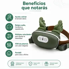 DOPA - Masajeador Cuello Y Hombros Shiatsu Con Calor Recargable Verde Musgo