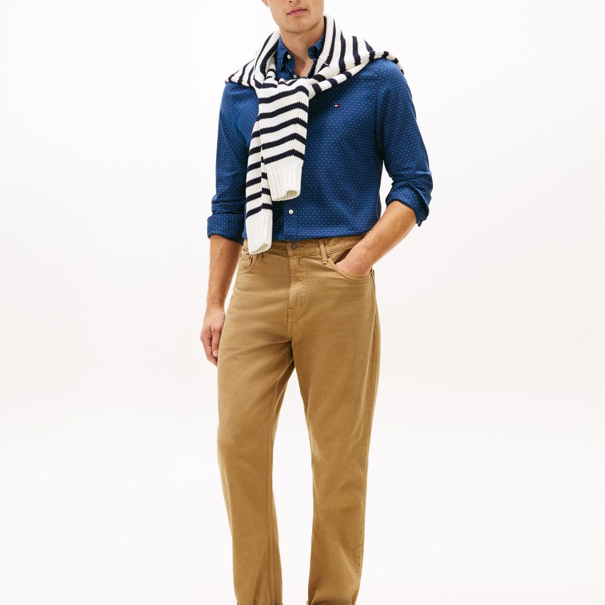 TOMMY HILFIGER - Camisa De Popelín Slim Fit Azul Tommy Hilfiger