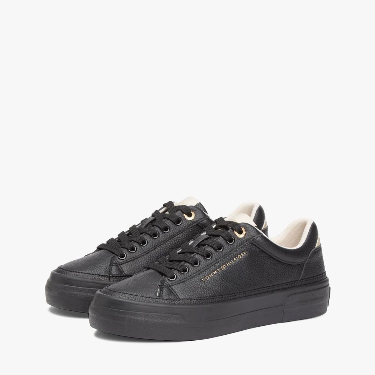 TOMMY HILFIGER - Zapatillas Foxing De Cuero Negro Tommy Hilfiger