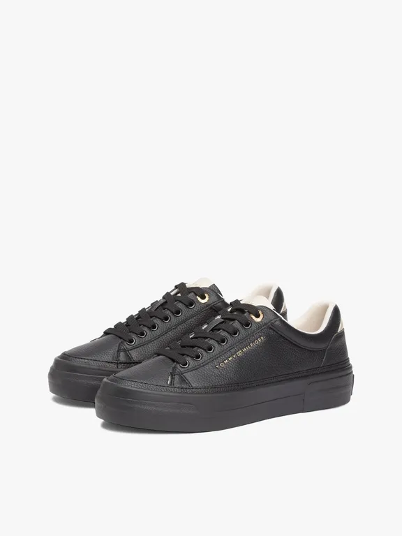 Zapatillas Foxing De Cuero Negro