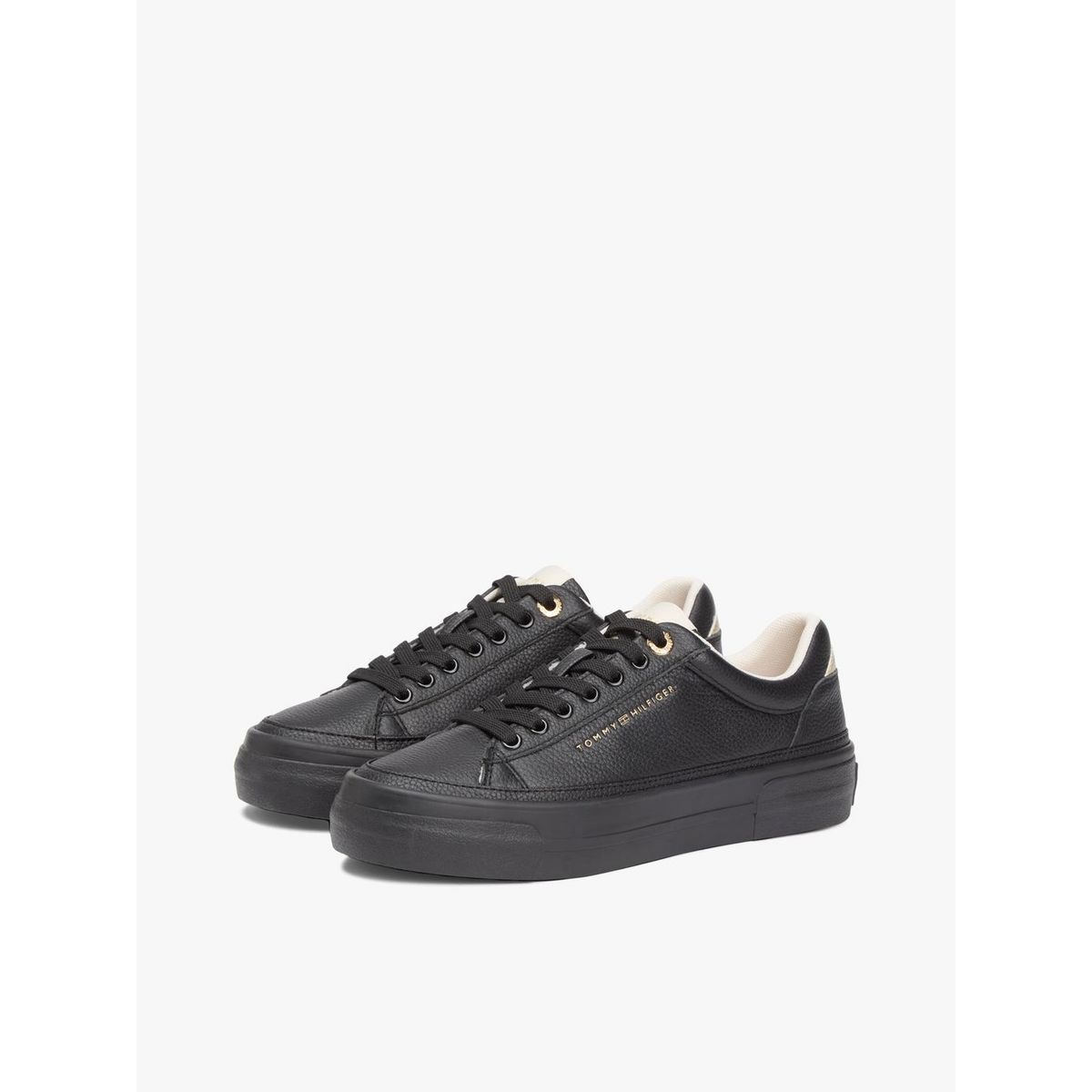 TOMMY HILFIGER - Zapatillas Foxing De Cuero Negro Tommy Hilfiger