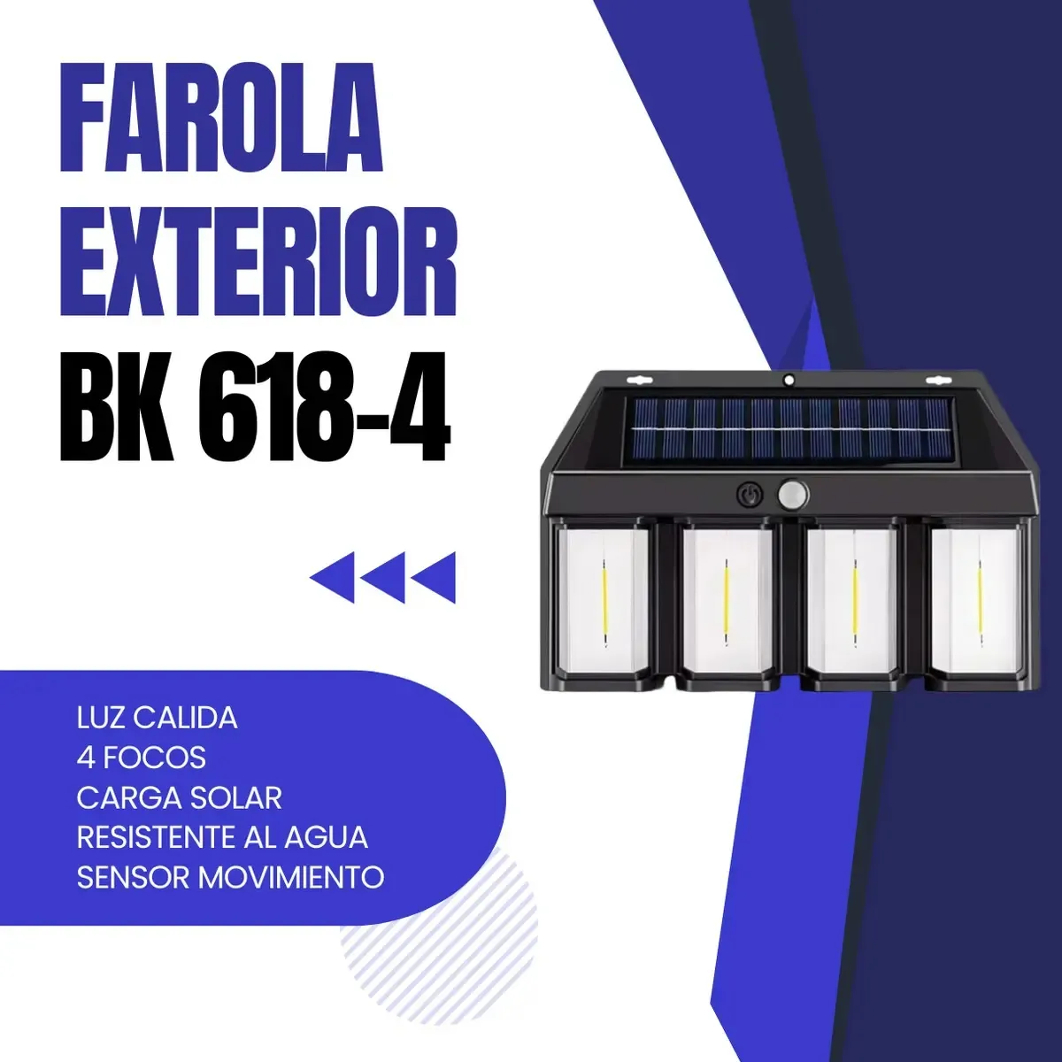 Aplique O Foco Solar Pared 4 Led Exterior Sensor Movimiento, marca GENERICO - Foto 2