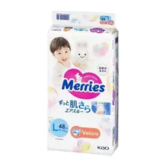 MERRIES - Pañales Talla L 48 Unidades Premium Japonés Broche