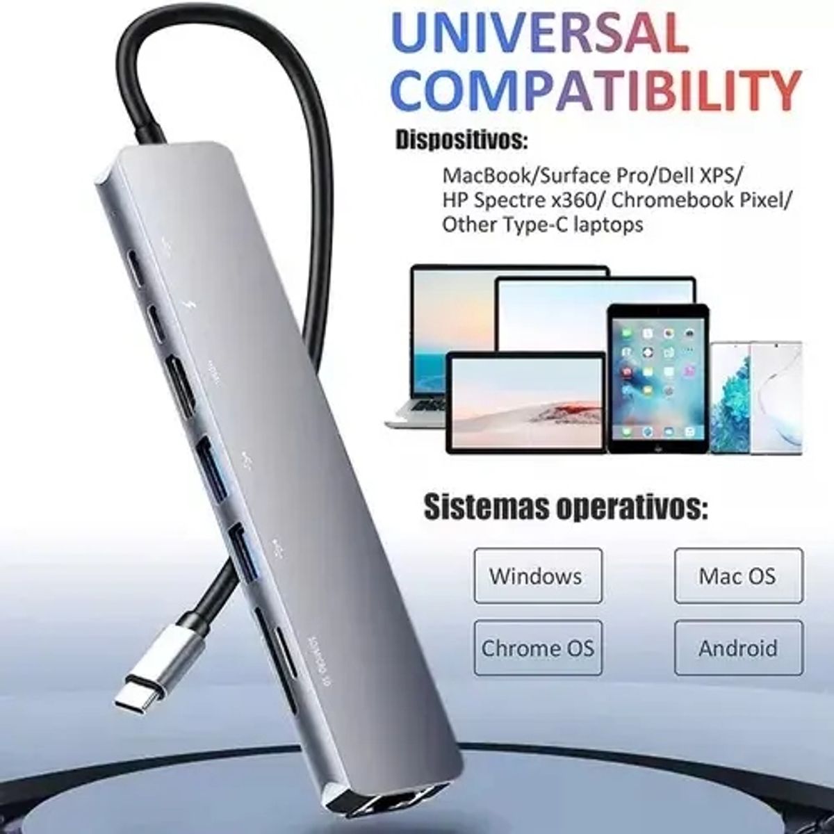 GENERICO - Hub Adaptador Usb Tipo C 8 En 1 Linkon Rj45 Para Mac Windows