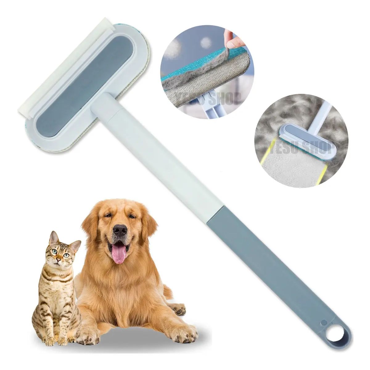 GENERICO - Removedor Pelo De Mascotas Cepillo De Limpieza Bidireccional Color Azul Acero