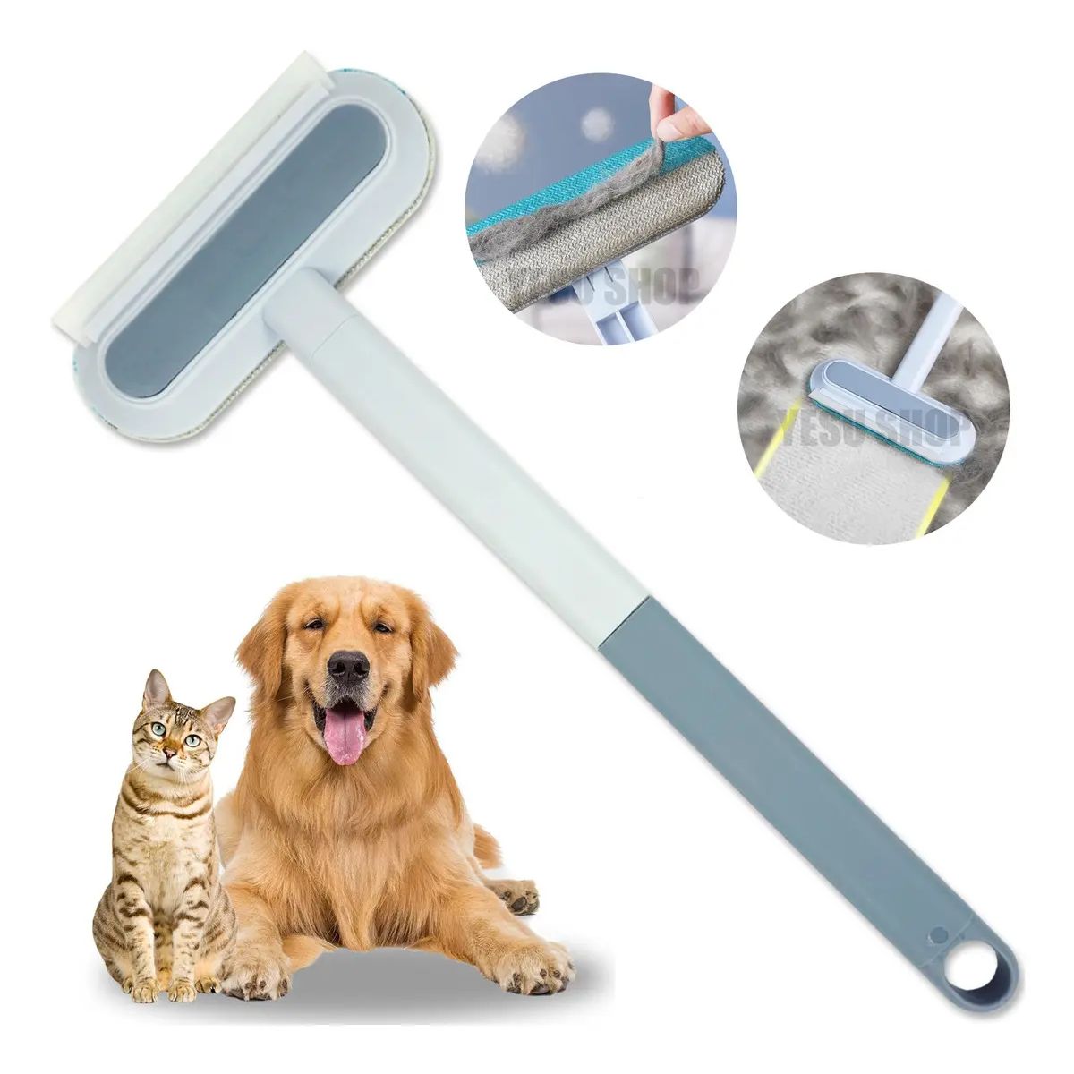 GENERICO - Removedor Pelo De Mascotas Cepillo De Limpieza Bidireccional Color Azul Acero