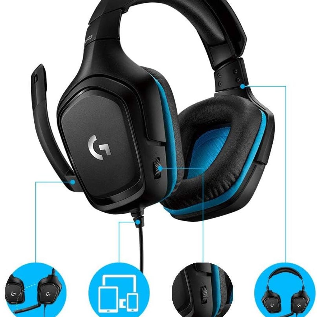 LOGITECH - Audifonos Logitech G432 DTS:X 7.1 Auriculares con cable