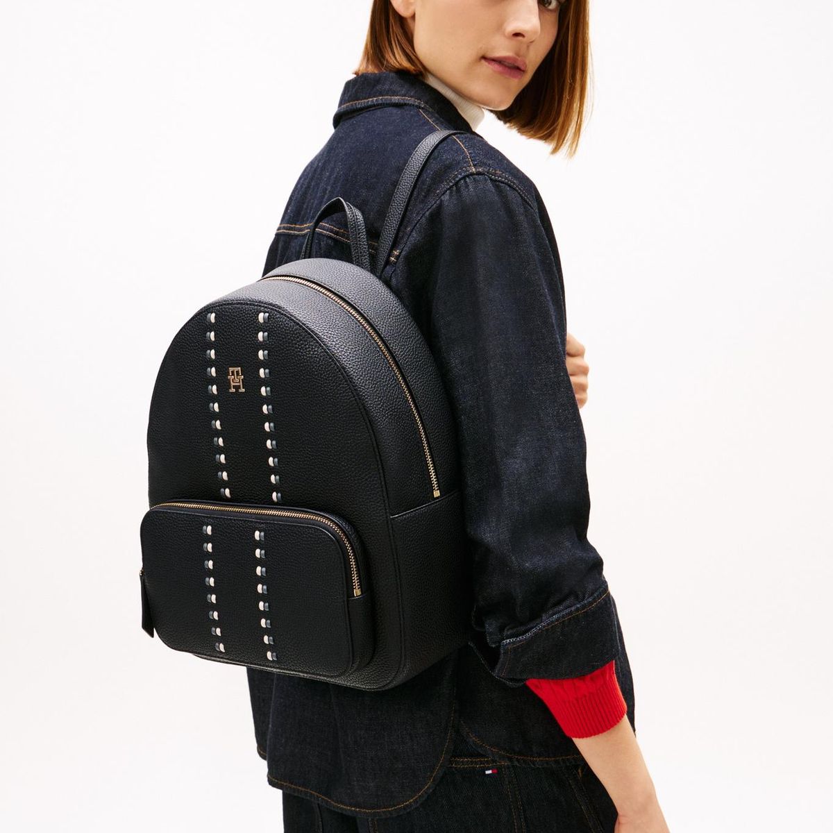 TOMMY HILFIGER - Mochila Con Cinta Tonal Distintiva Negro Tommy Hilfiger