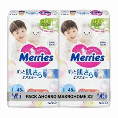 MERRIES - Pack X2 Pañales Talla M 9-14 Kg Ahorro Y Cuidado