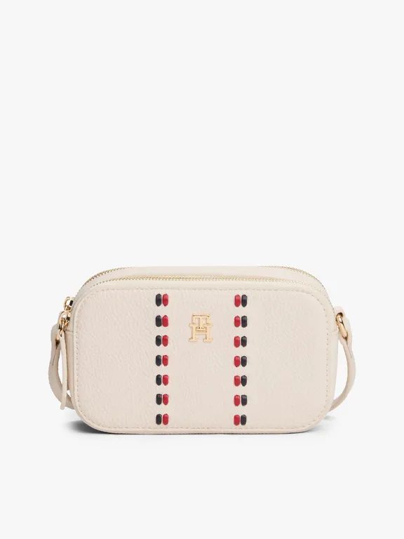Cartera Bandolera Con Cinta Distintiva Beige Beige TALLA UNICA
