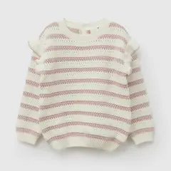 COLLOKY - Sweater rayas niña rosa viejo 6-9M a 4-5A