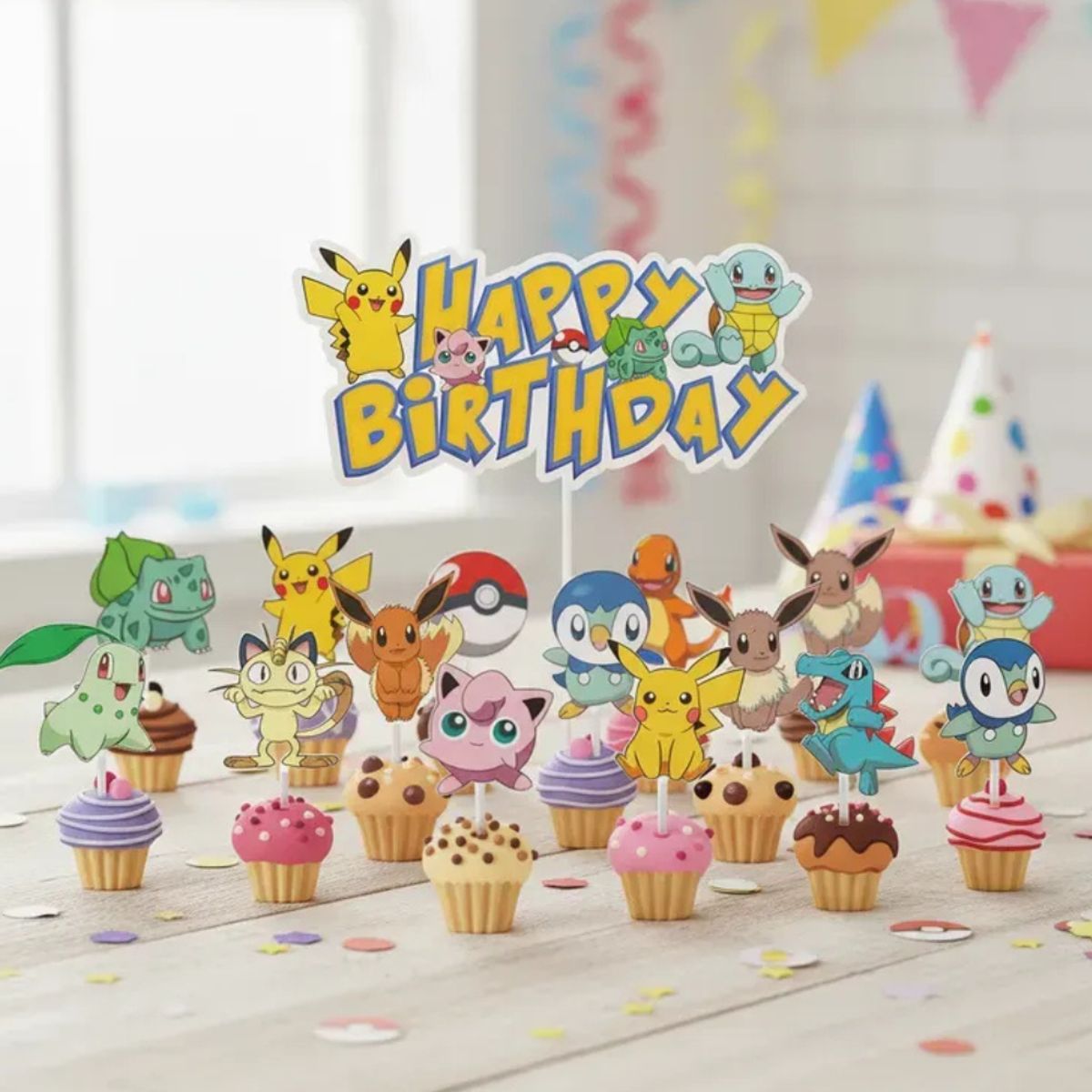 GENERICO - Kit Decoracion Cumpleaños Pokemn Cotillon Globos