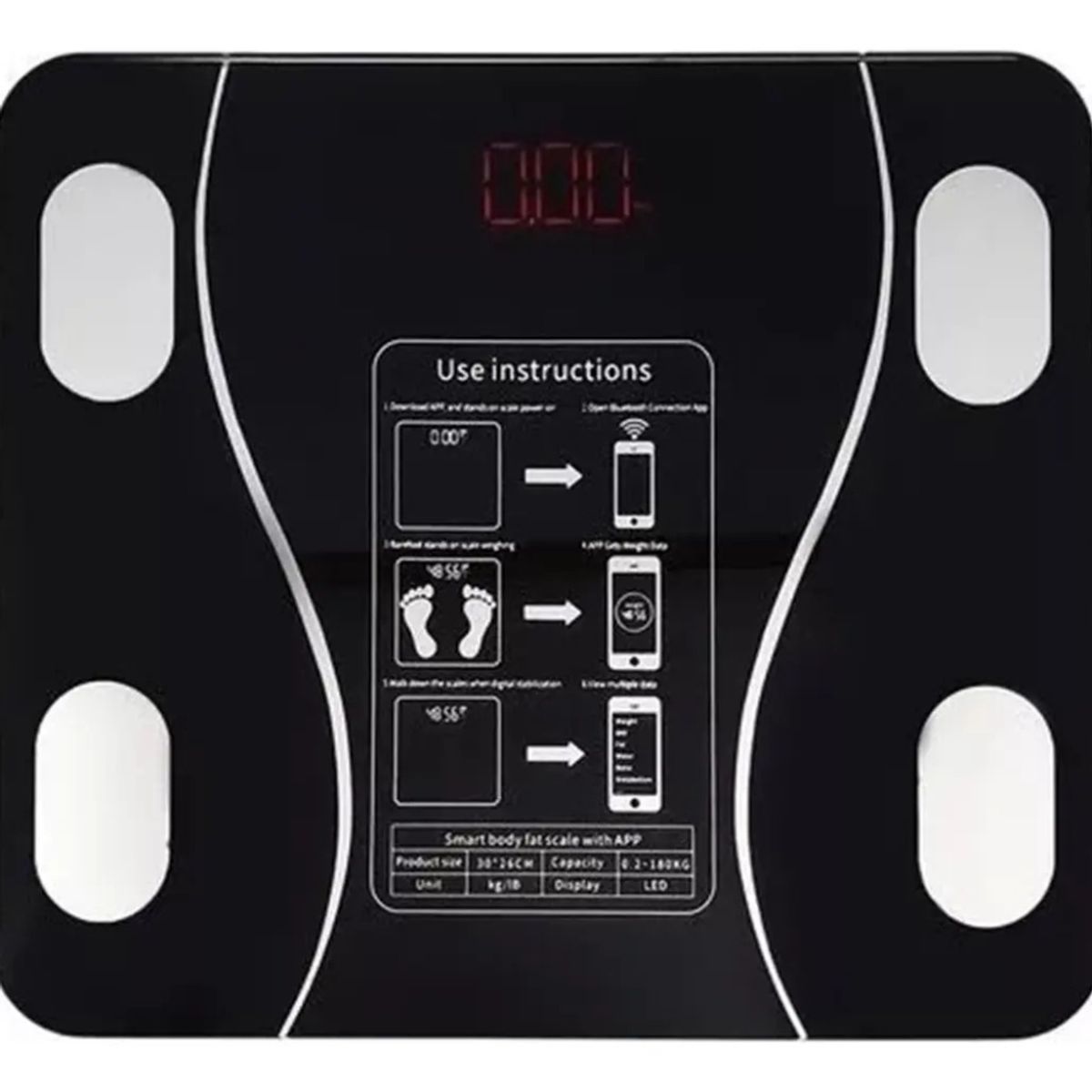 TASBEL - Peso Báscula Digital Balanza Bluetooth Inteligente domestico Color Negro