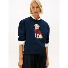 TOMMY HILFIGER - Polerón Solid Dog Logo Azul