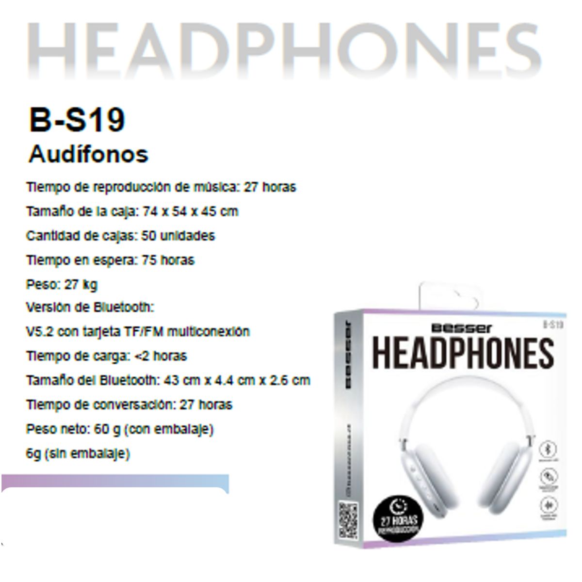 GENERICO - Audifonos Over ear  BESSER-S19 Silver