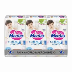 MERRIES - Pack X3 Pañales Talla M 9-14 Kg Ahorro Y Cuidado