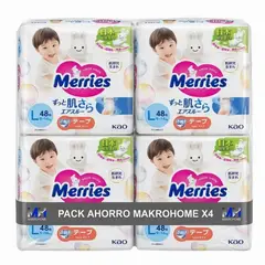 MERRIES - Pack X4 Pañales Talla M 9-14 Kg Ahorro Y Cuidado