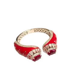 VANE COLLECTION - Pulsera mujer esclava roja fantasía fina, esmaltado, baño rodio e incrustraciones de circones
