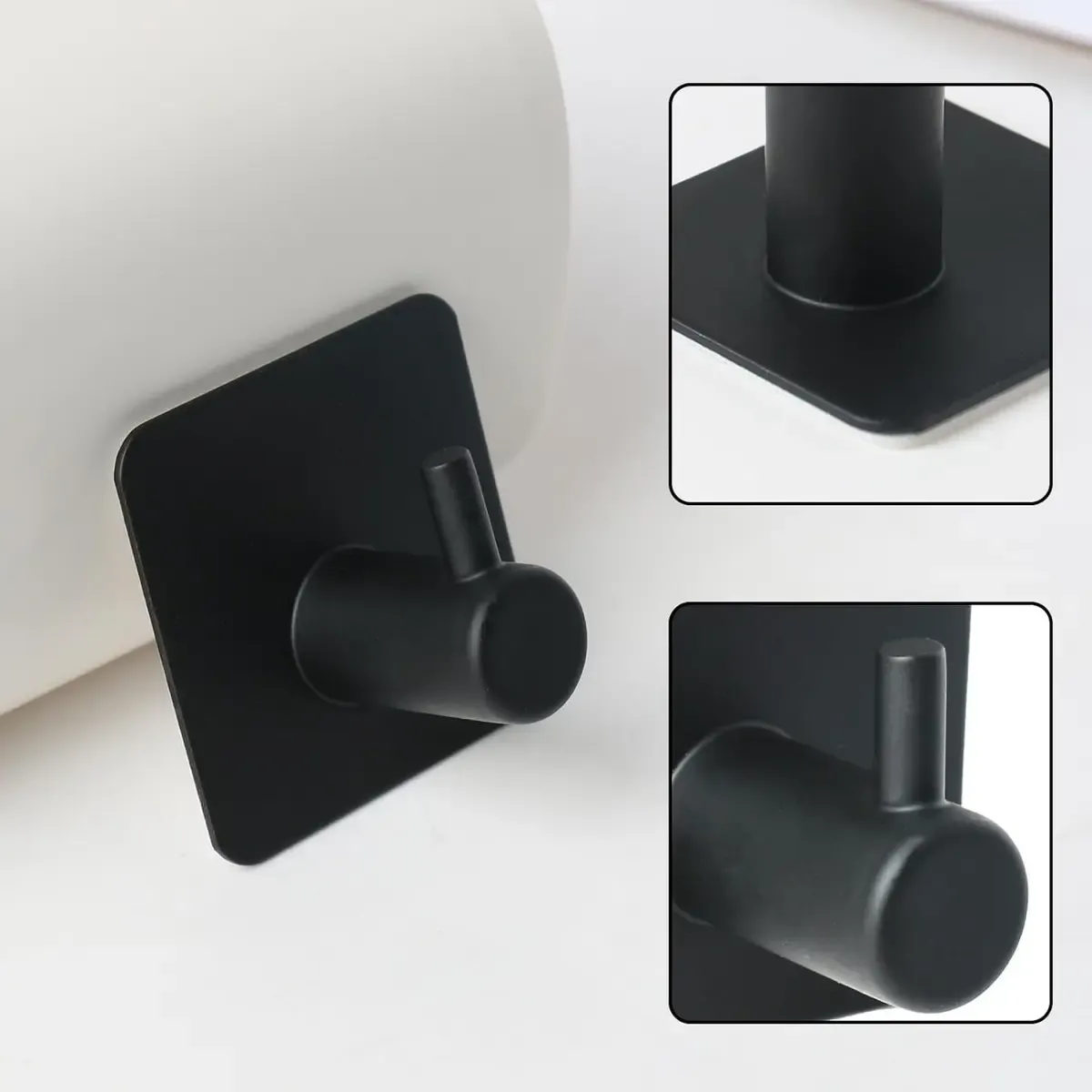 GENERICO - Ganchos De Baño De Acero Inoxidable Negros para Pared - Pack de 4 Perchas