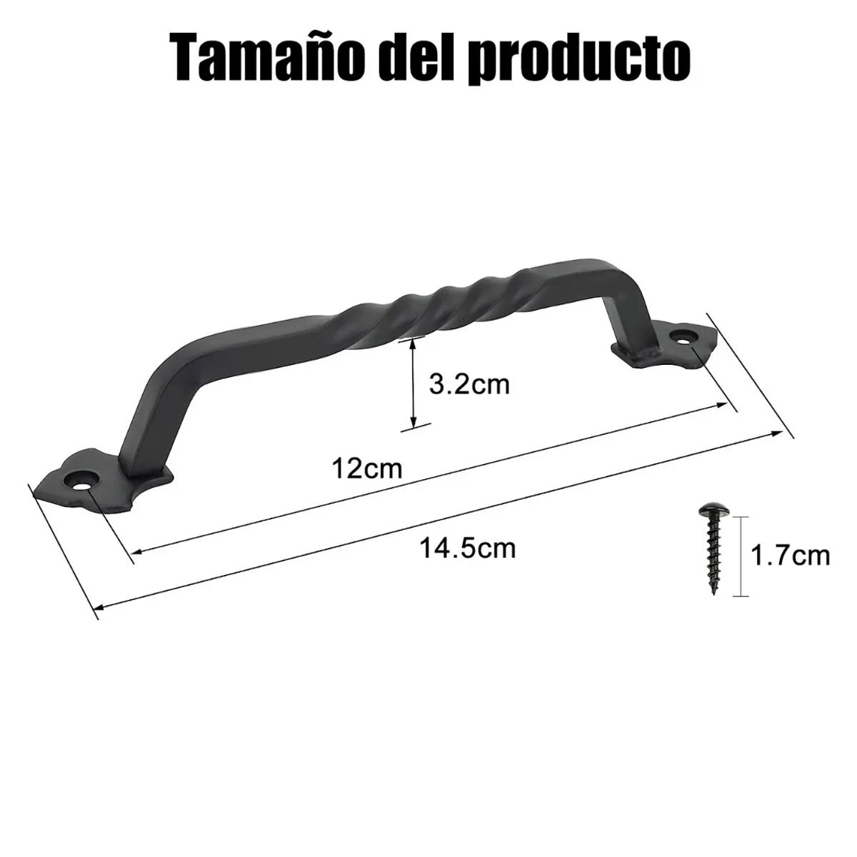 GENERICO - 4 Manilla Tirador Retro P/ Puerta Fierro Retorcido 14.5cm