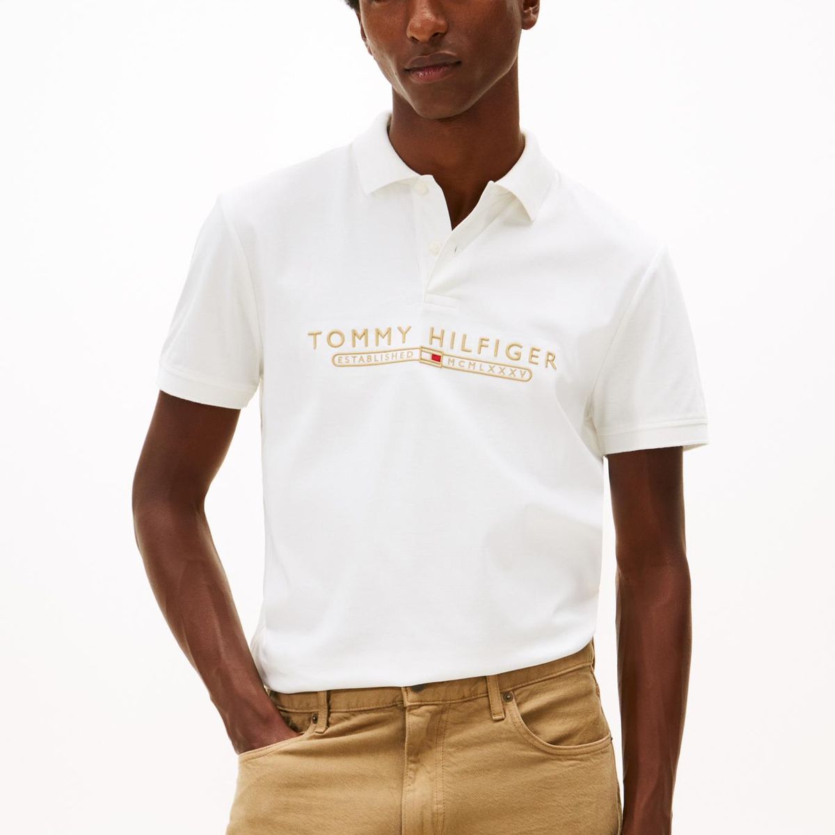 TOMMY HILFIGER - Polo Interlock Lux Regular Fit Blanco Tommy Hilfiger