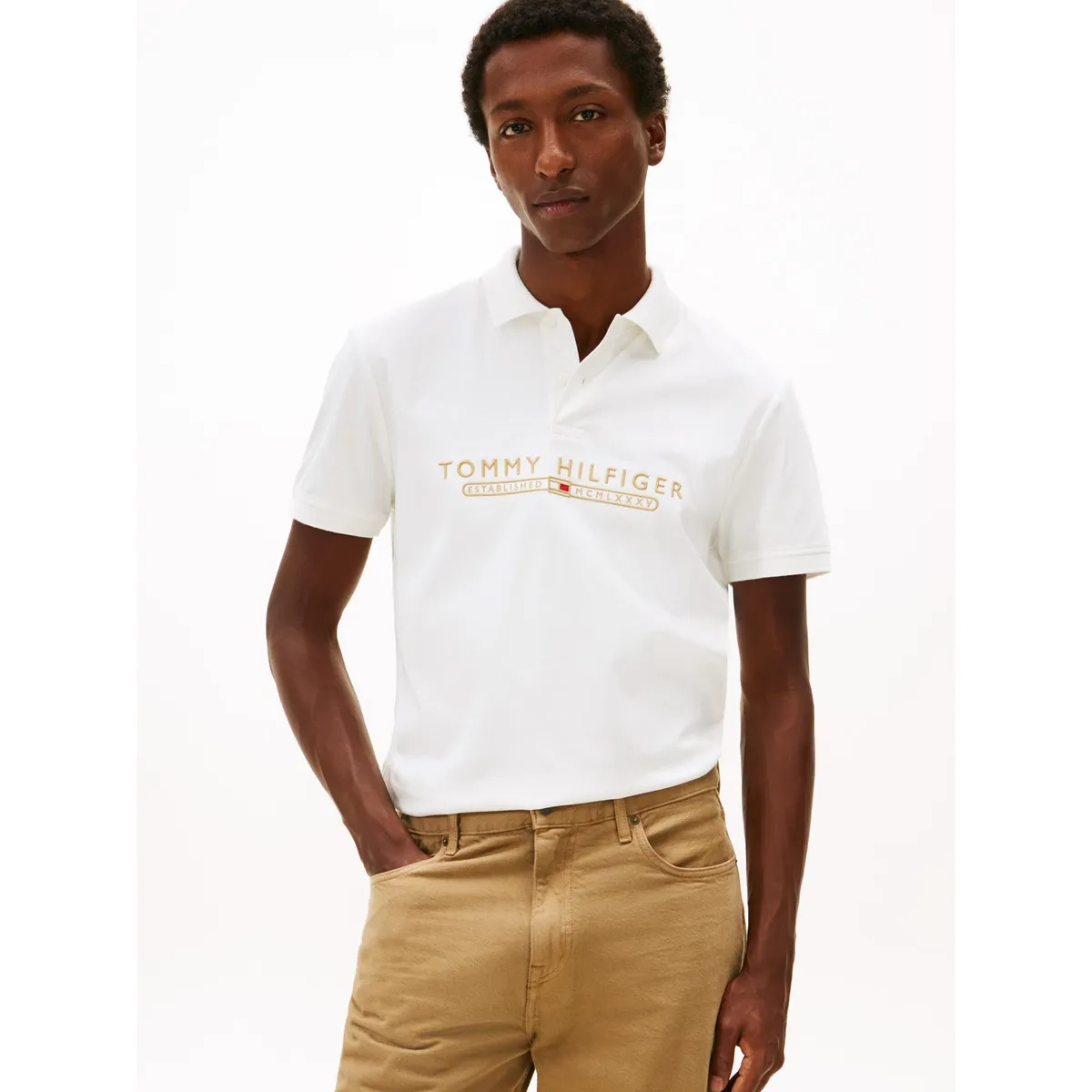 TOMMY HILFIGER - Polo Interlock Lux Regular Fit Blanco Tommy Hilfiger