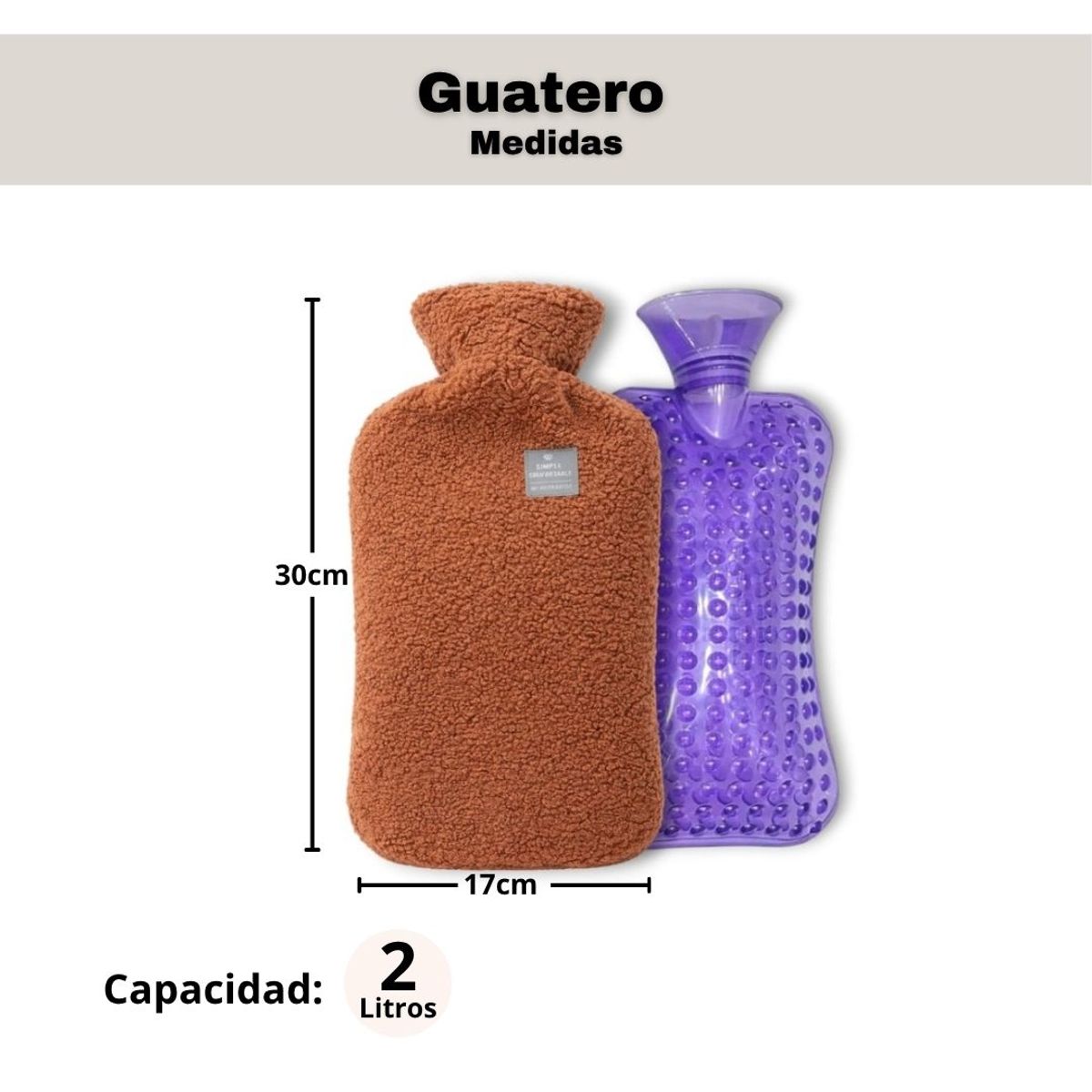 GENERICO - Guatero Bolsa De Agua Caliente Frio 2l Funda Térmica Polar