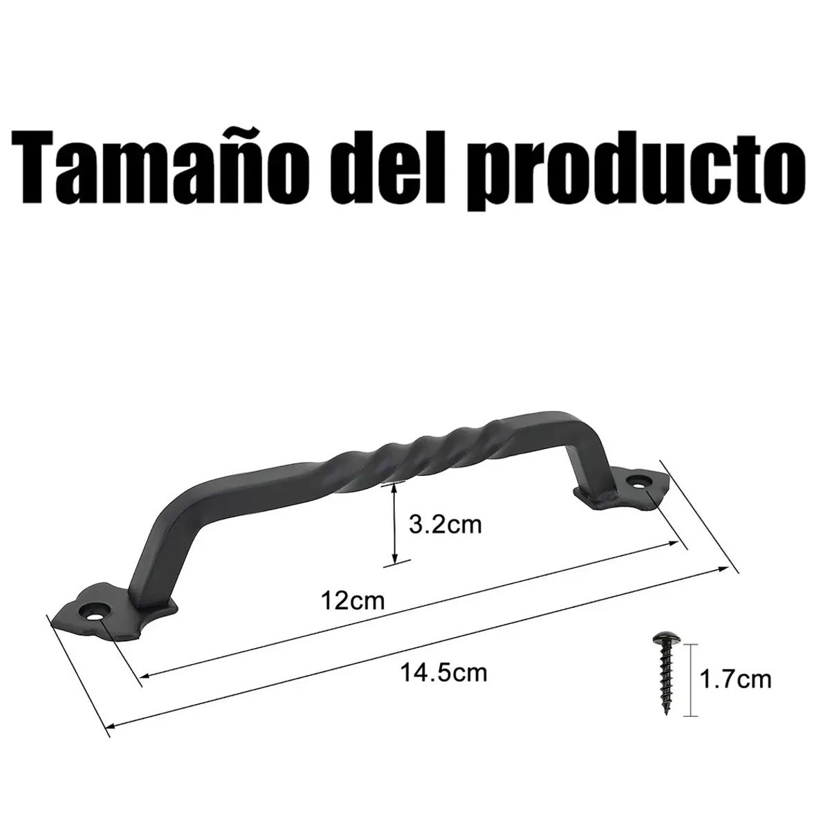 GENERICO - 4 Manilla Tirador Retro P/ Puerta Fierro Retorcido Negro