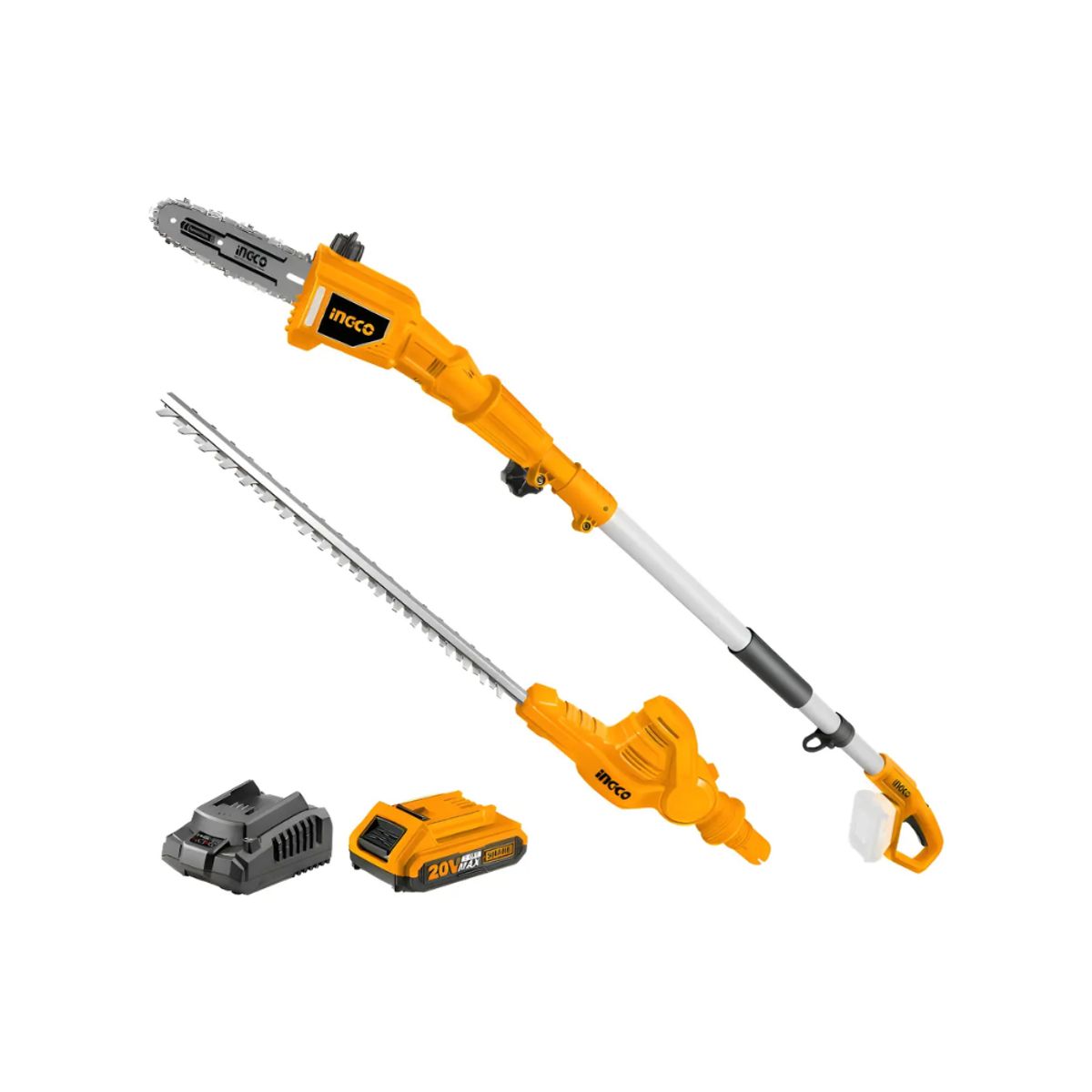 INGCO - Kit Cortasetos y Motosierra Ingco 20V CPTS201681 Bateria+Carg Original