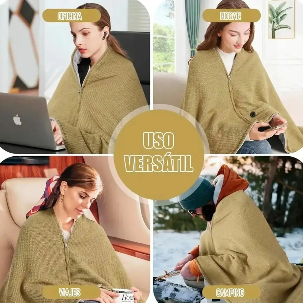 IRM - Manta Térmica USB para invierno tipo chal lavable de 3 niveles de calefacción