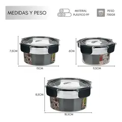 GENERICO - 3 Taper Plastico Contenedor Recipiente Alimentos Hermetico