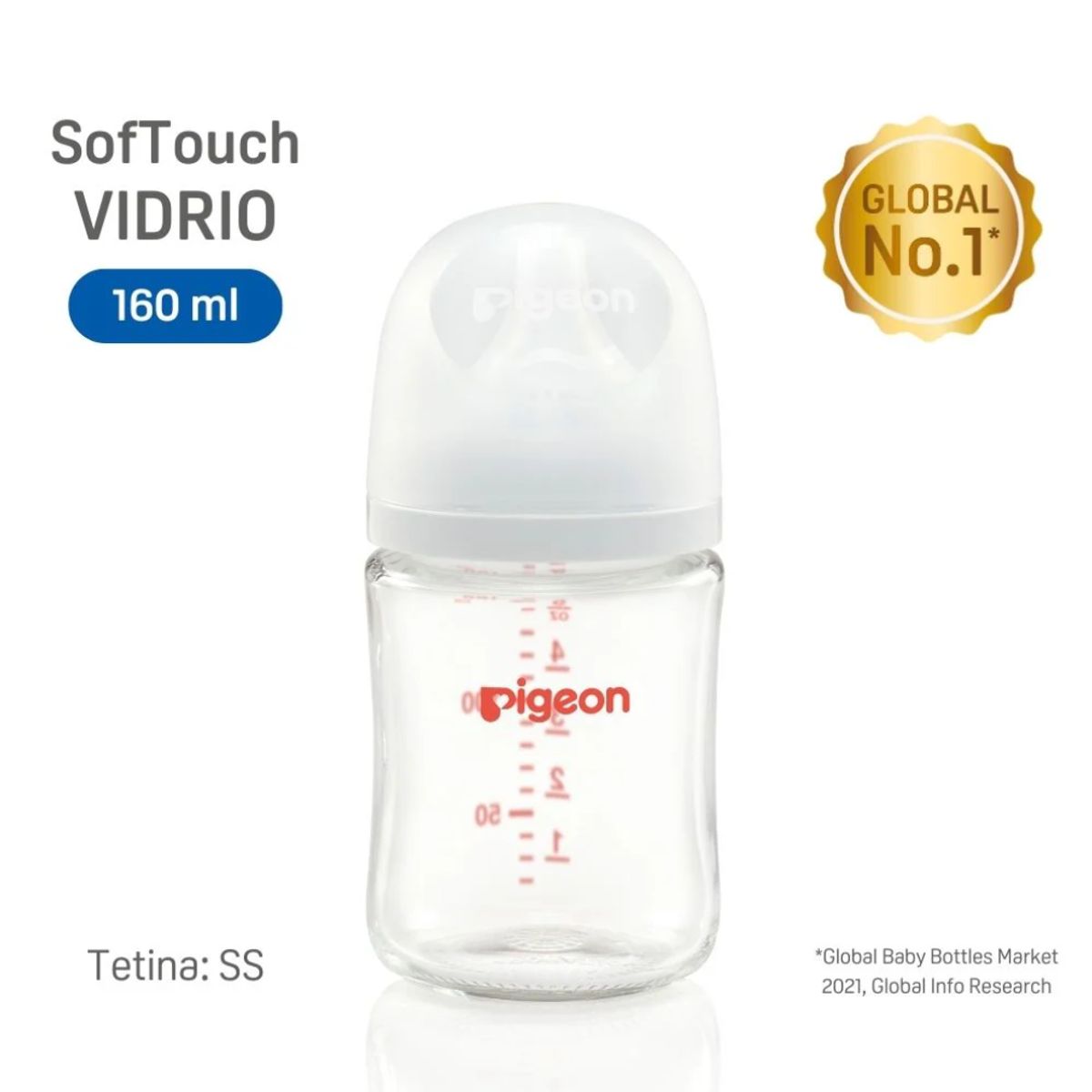 PIGEON - Biberón SofTouch Pigeon de Vidrio 160ml - Blanco