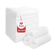 GENERICO - Toallas de Salón de Microfibra Peluquería Hotel Barberia Spa Gimnasio (35x75cm Blanco) set de 10